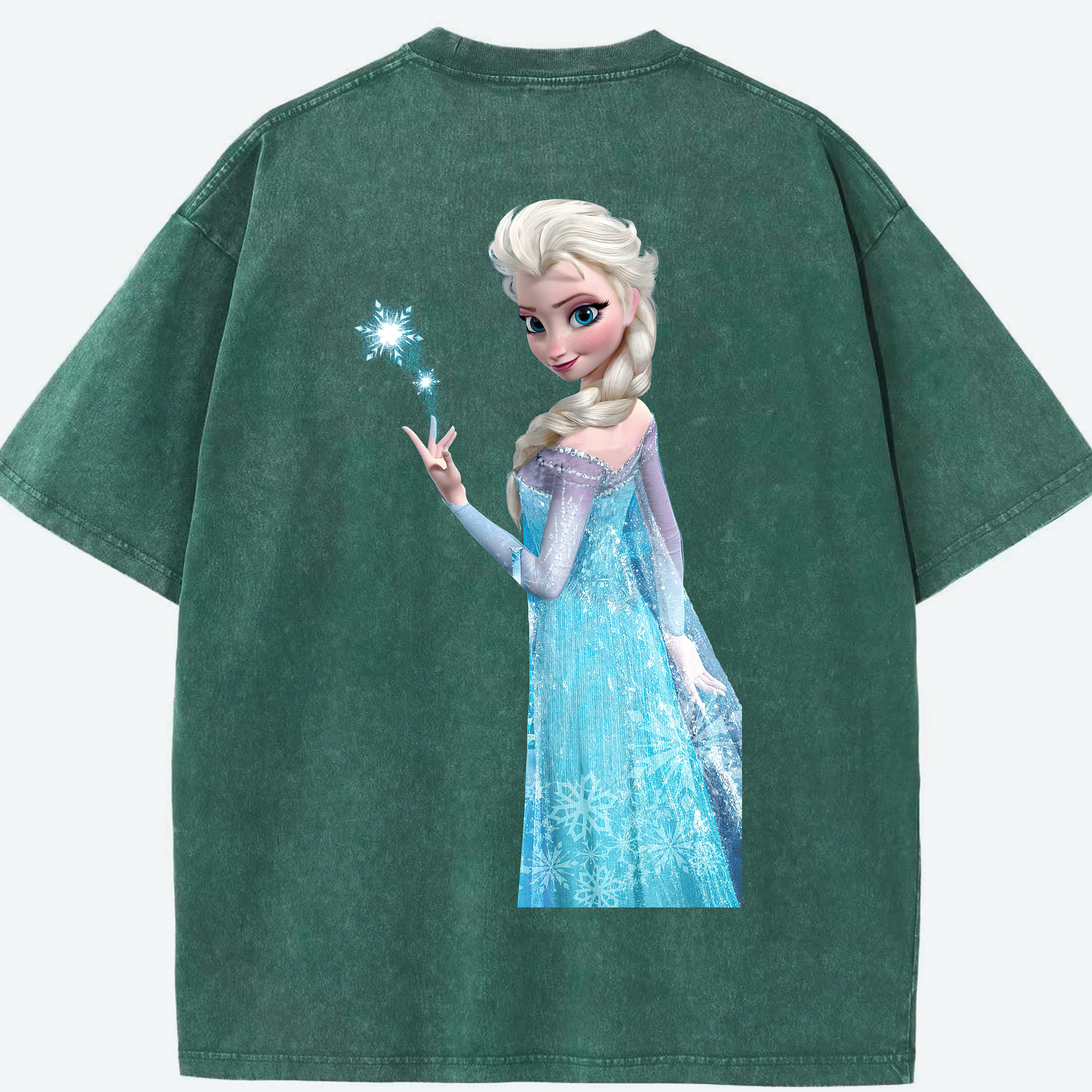 （画像用） アナと雪の女王 アンナ エルサ Frozen Anna Elsa 綿100% ヴィンテージ風 半袖Tシャツ（背面プリント）